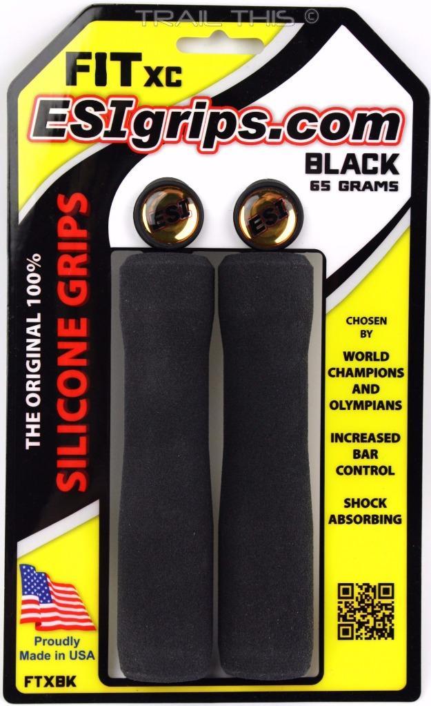 ESI FIT XC – Black – Ergo Bike MTB Grips 100% Silicone Shock Absorbing 133mm