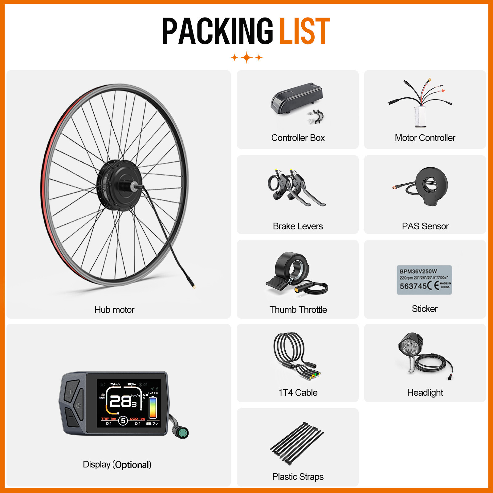 Bafang 26″ 27.5″ 700C 48V 500W Electric Bicycle Rear Hub Wheel Motor V-Brake
