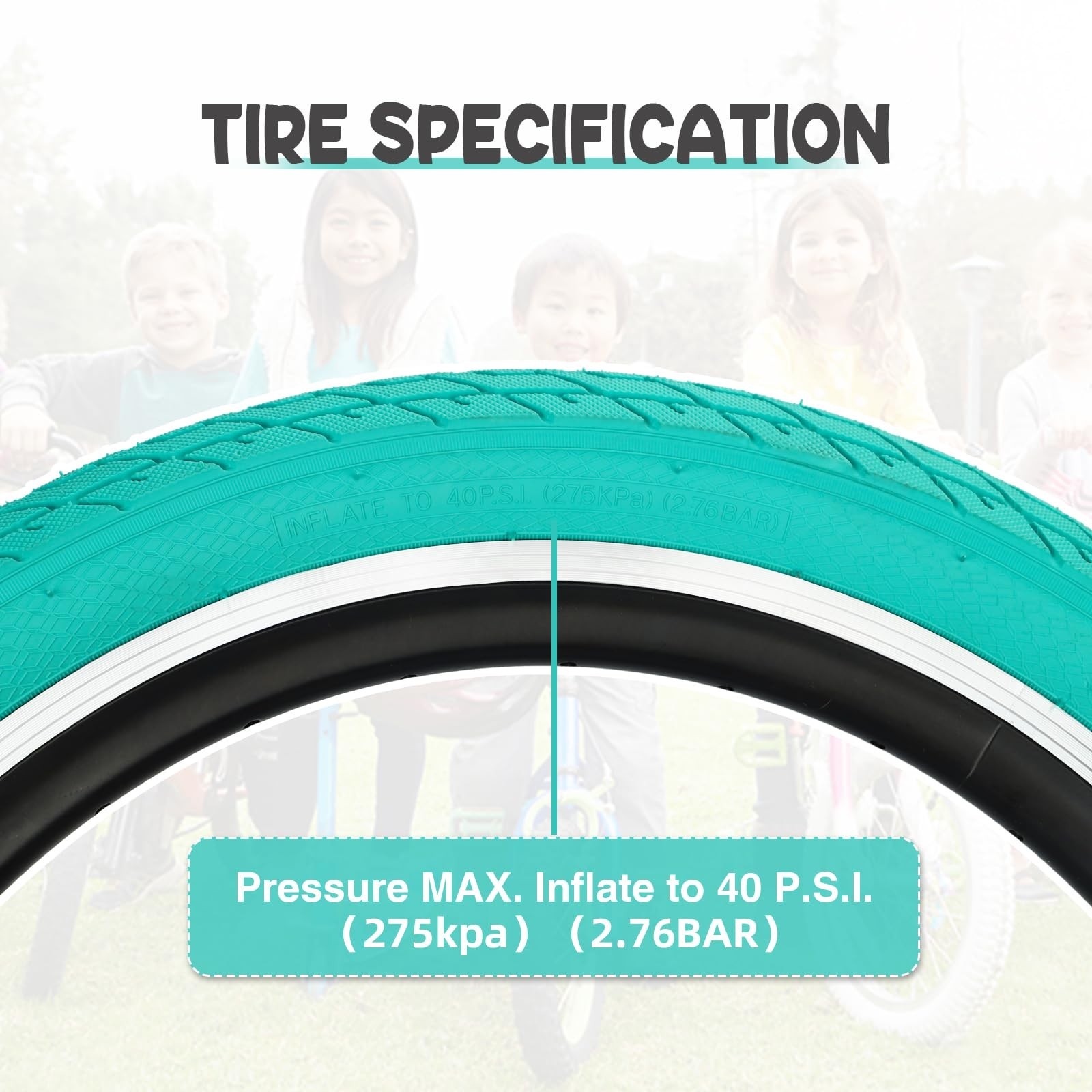 20 x 2.35 inch Kids Bike Tire Colorful Anti – Slip Foldable Replacement All T…