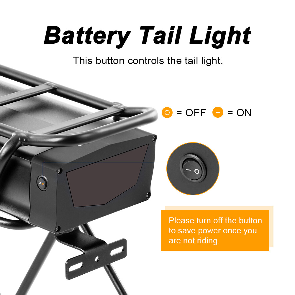 48V 20.8Ah Lithium Ebike Battery 1500W Rear Rack Electric Bike Battery Black