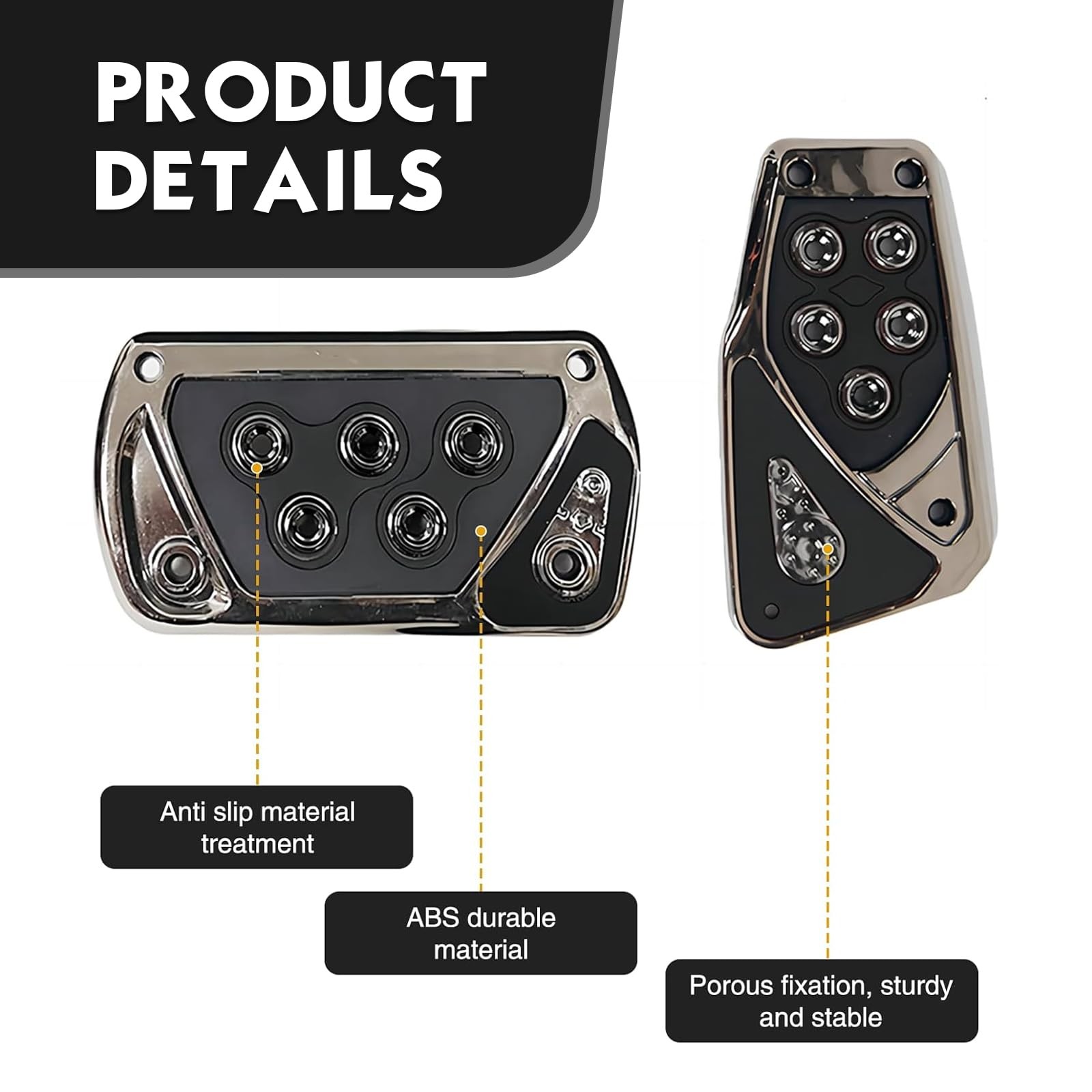 Car Pedal Pads, Anti-slip Transmission Brake and Accelerator Pedal Black 2 PCS