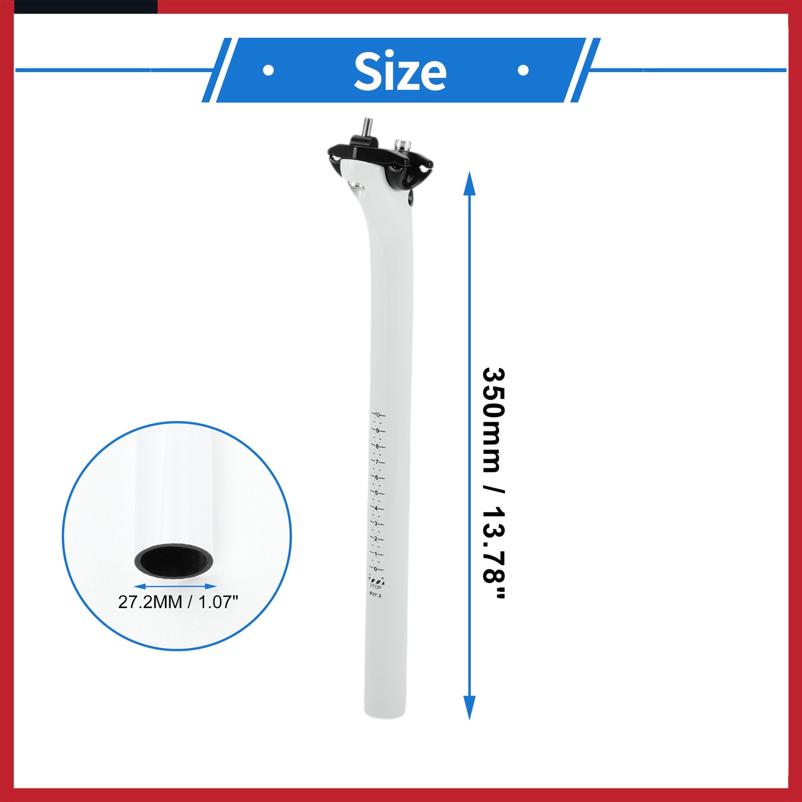 Bike Seat Post 27.2x350mm Lightweight Saddle Post Seat Tube White Carbon Fiber
