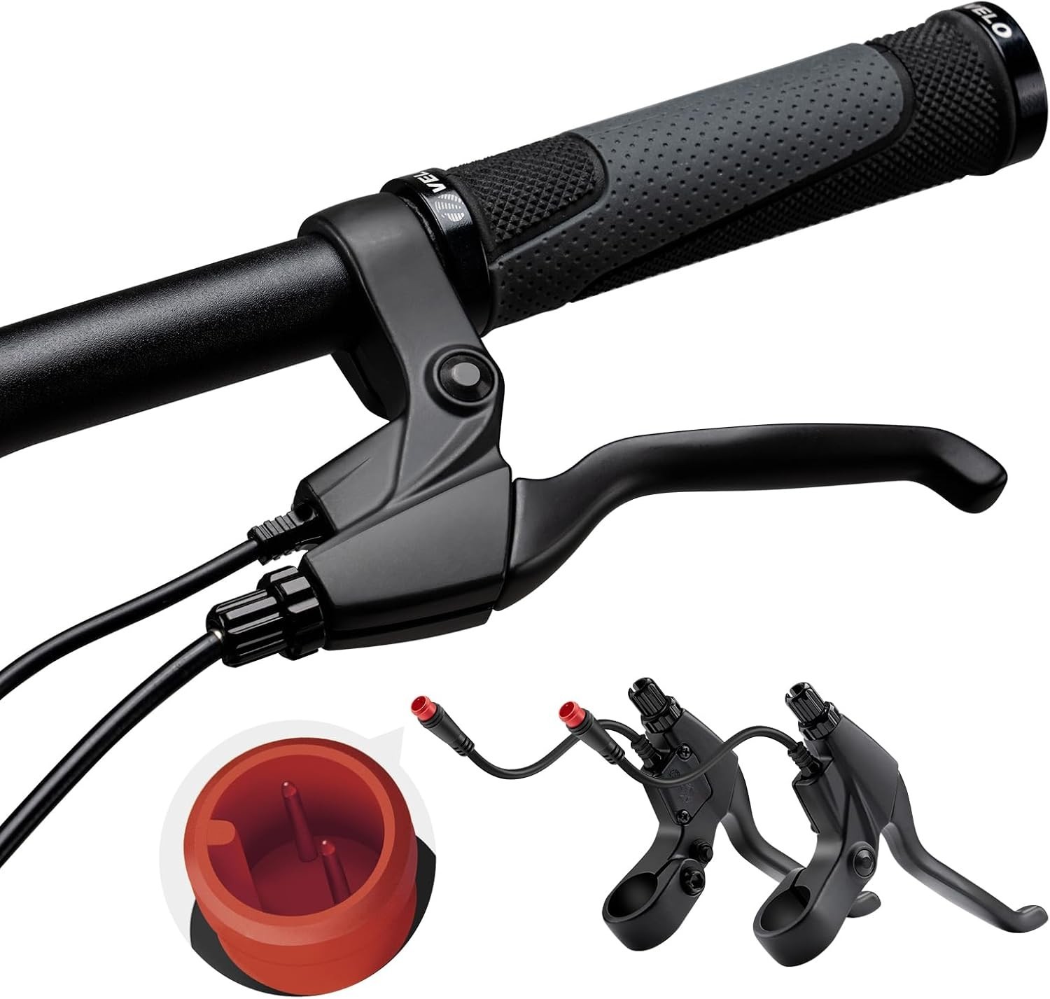 2 Pin Brake Levers for Electric Bicycle, Lever Handle 2 Male, Black