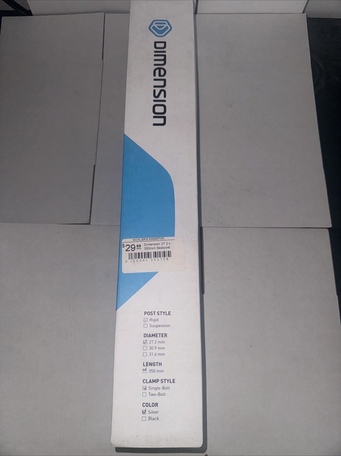 Dimension Rigid Seatpost Single-Bolt 27.2mm, 350mm New In Box Silver