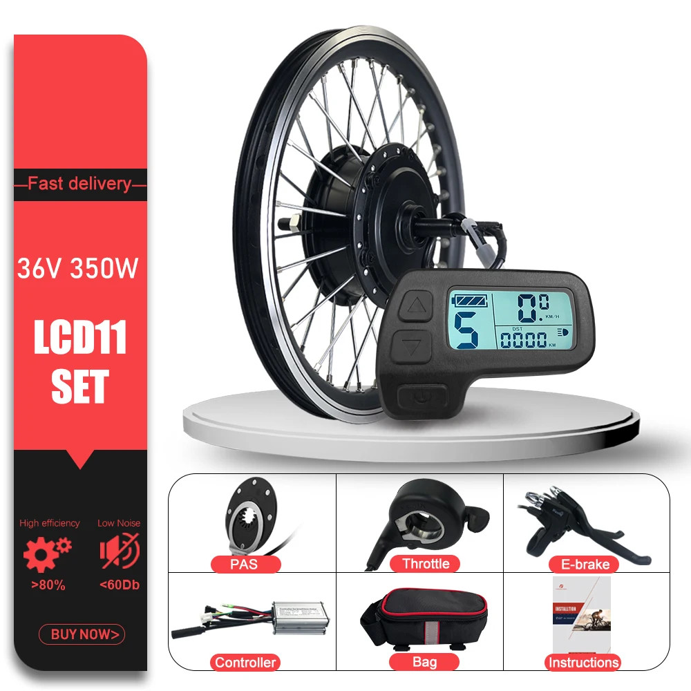 Mountain Electric Bicycle 36V 48V 350W Rear Rotate Brushless Hub Motor Wheel