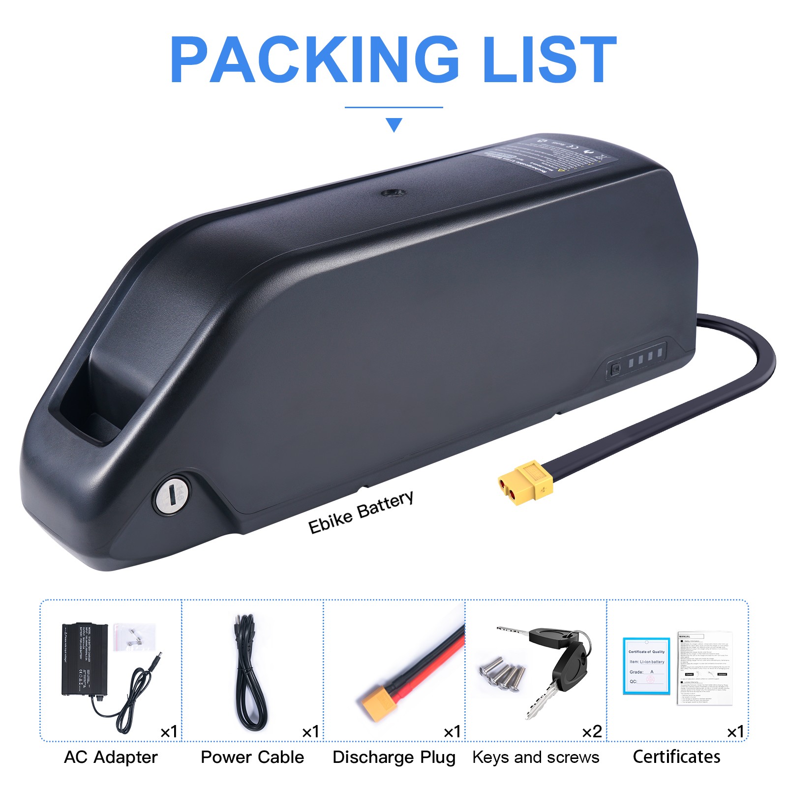 52V 48V 13AH Jumbo Lithium Ebike Battery for 350W 500W 750W 1000W Electric Motor