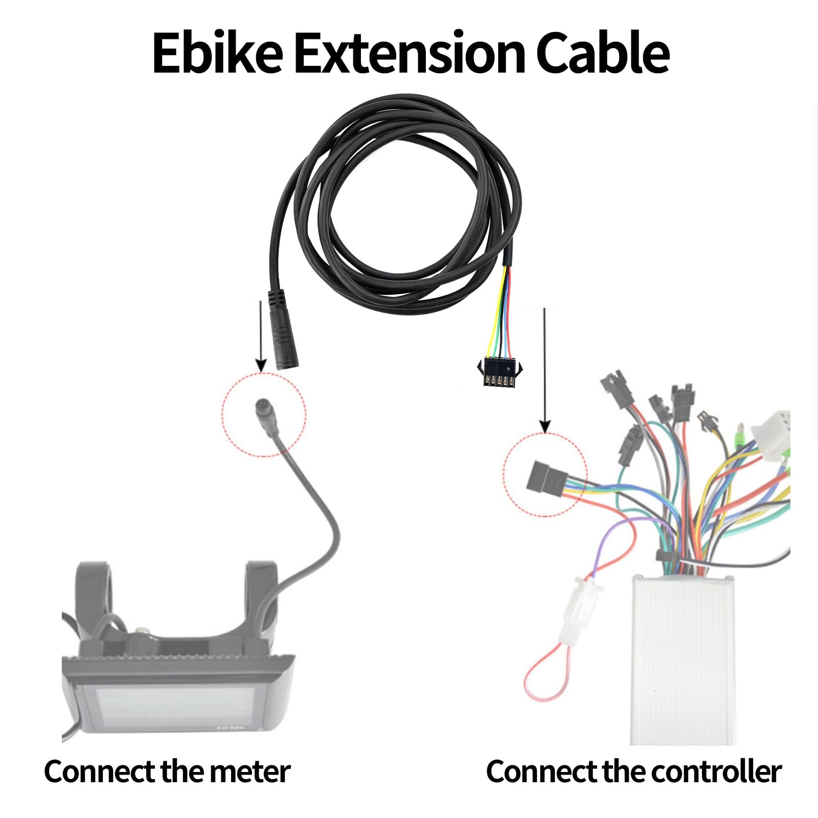 5 Pins Extension Conversion Cable for Bike Female to Wire Line Cord (Length 1…