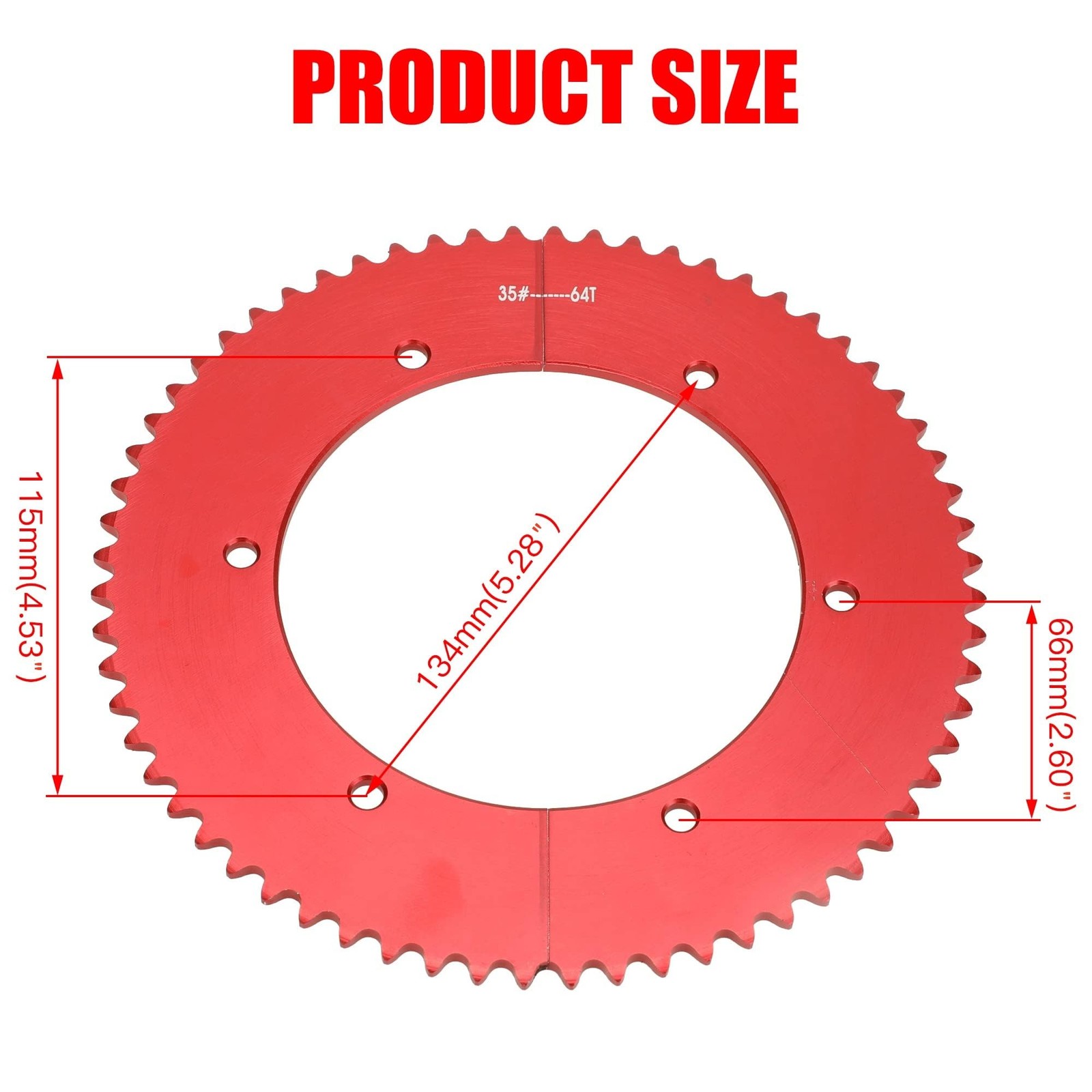 Grehua Universal Split Sprocket 35 Chain 64 Tooth Rear Drive Wheel Aluminum For