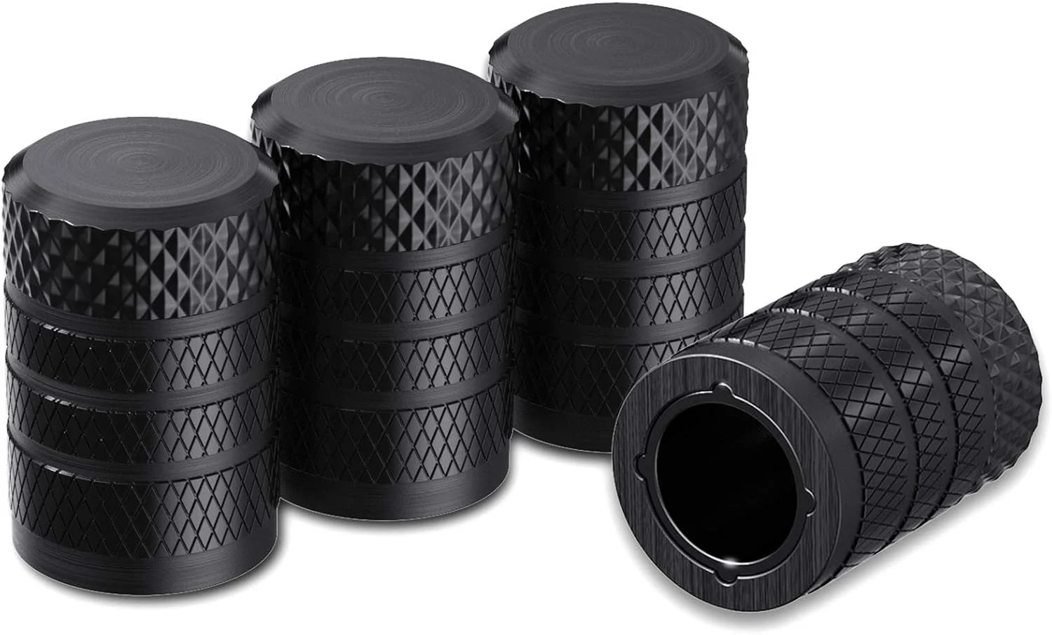 Tire Valve Stem Caps, Black, 4 pcs/Pack, Anodized Aluminum Tire Valve Cap