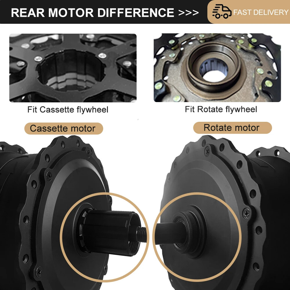 36V 48V 500W 20 24 26Inch Snow Fat E-bike Gear Front Rear Rotate Cassette Motor