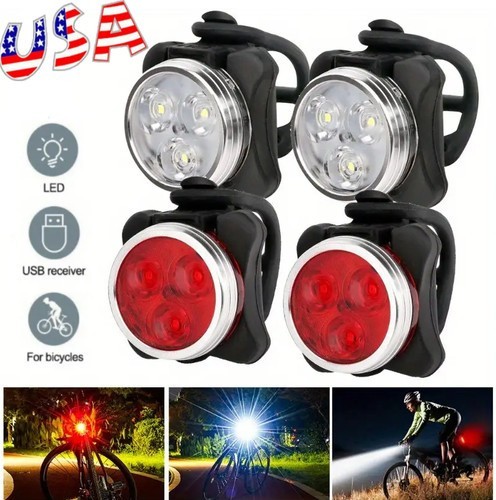 USB Rechargeable LED MTB Bicycle Light Racing Bike Front Headlight Rear Lamp