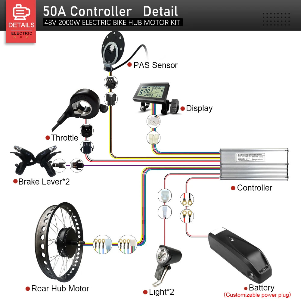 48V 2000W Snow E-bike Fat 20 24 26inch Brushless Non-gear Rear Hub Motor Wheel