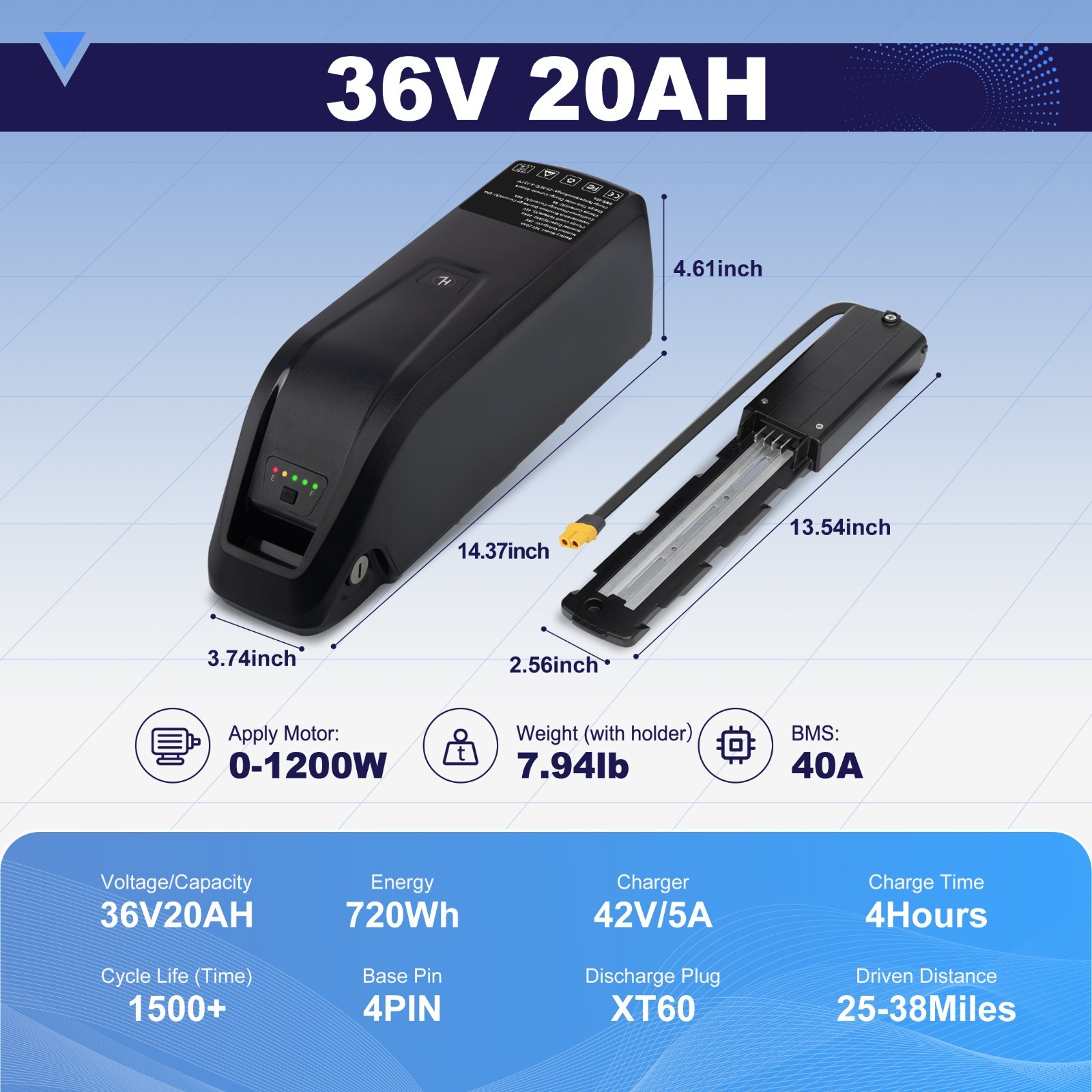 36V eBike Battery 36V 10Ah/15Ah/20Ah Battery For Electric Bicycle 0-1200W Motors