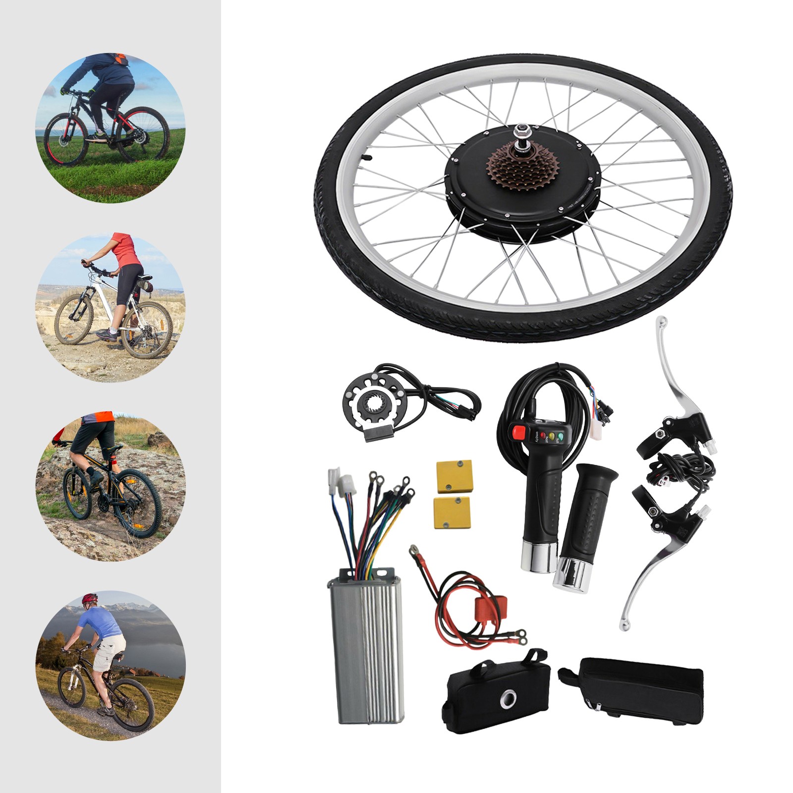 26In 48V 1000W Rear Wheel Electric Bike Conversion Kit with PAS Sensor