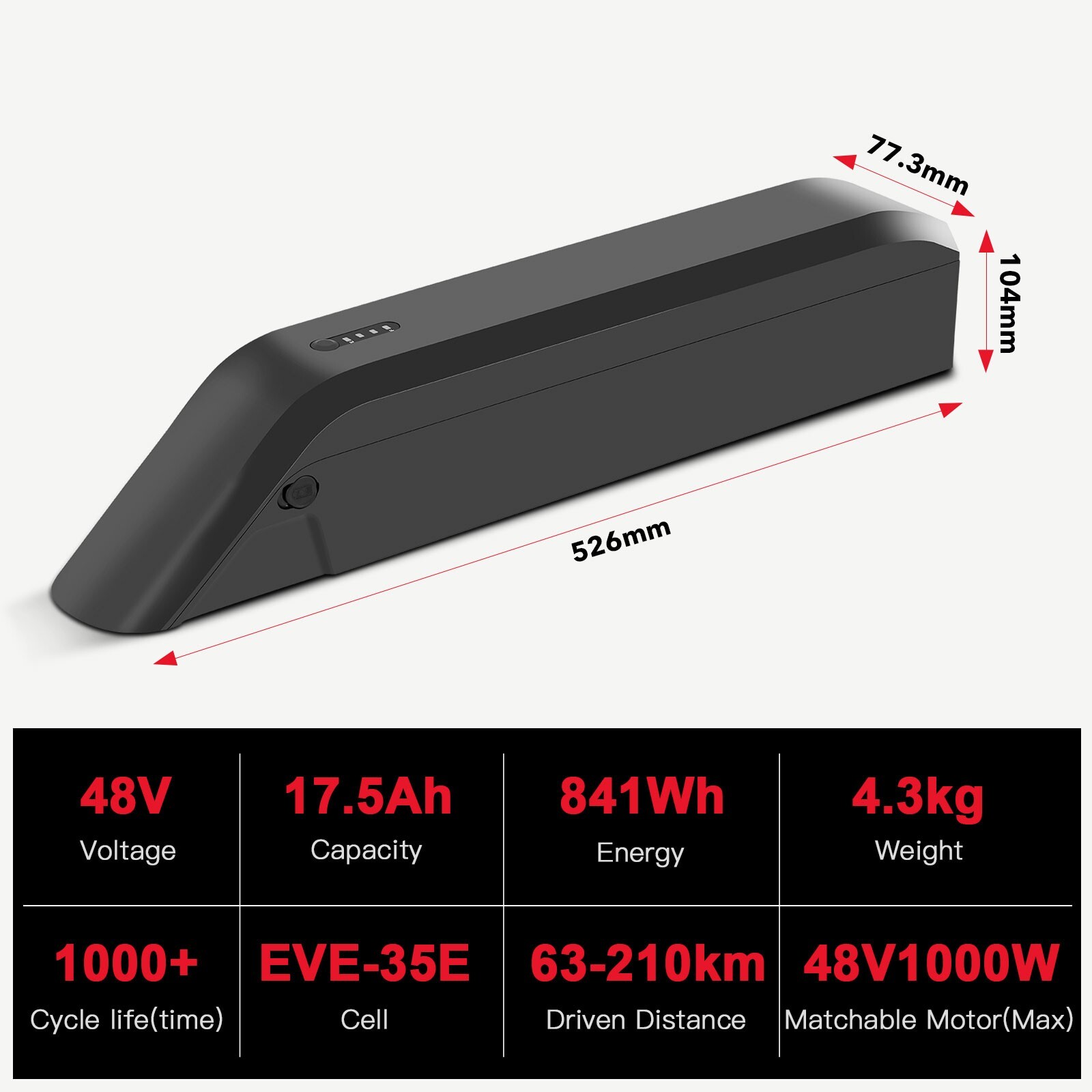 Himiway Cruiser Battery 48V 17.5Ah for D3 and D3 ST Ebike Battery Replacement
