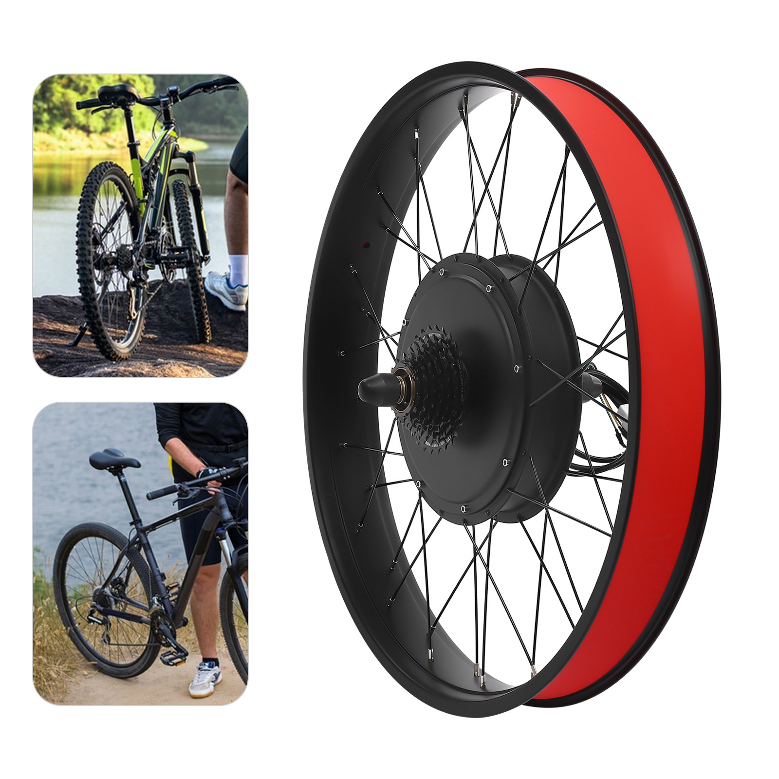 26″ Electric Bicycle Conversion Kit Fat Tire E-Bike Rear Hub Motor LCD 48V 1000W