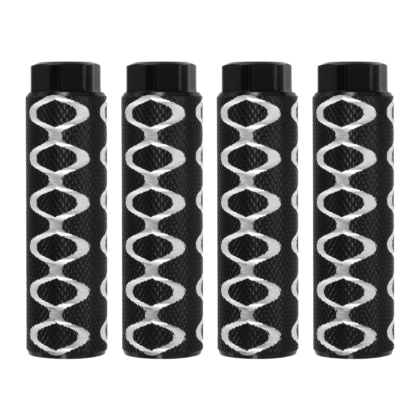 4 Pack Aluminum Alloy Bike Pegs Anti-Skid Fit 3/8 Inch Axles with Circle Black