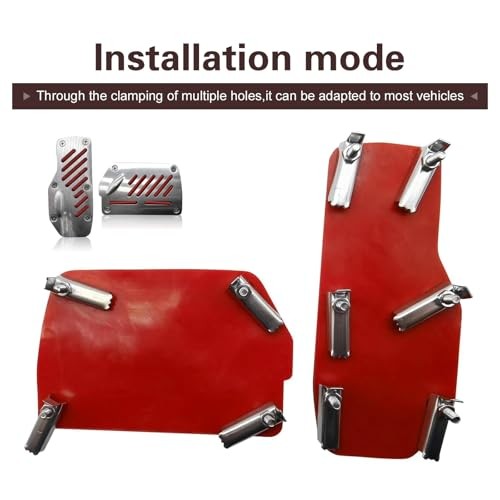 Car Pedal Covers, Anti-slip Brake & Accelerator Pad, Alloy Anti-rust 2 PCS Red