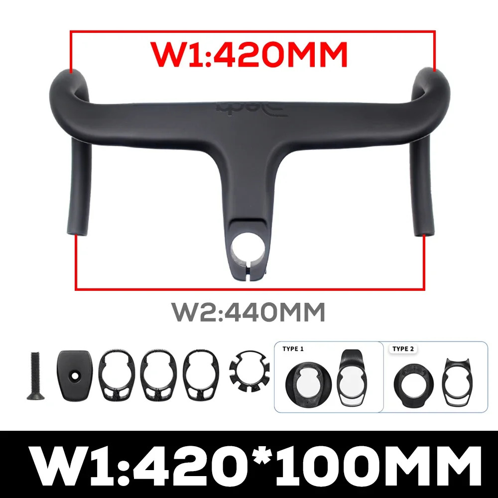 Road Bike Internal Cable Integrated Carbon Handlebar with Spacers Stem -10°