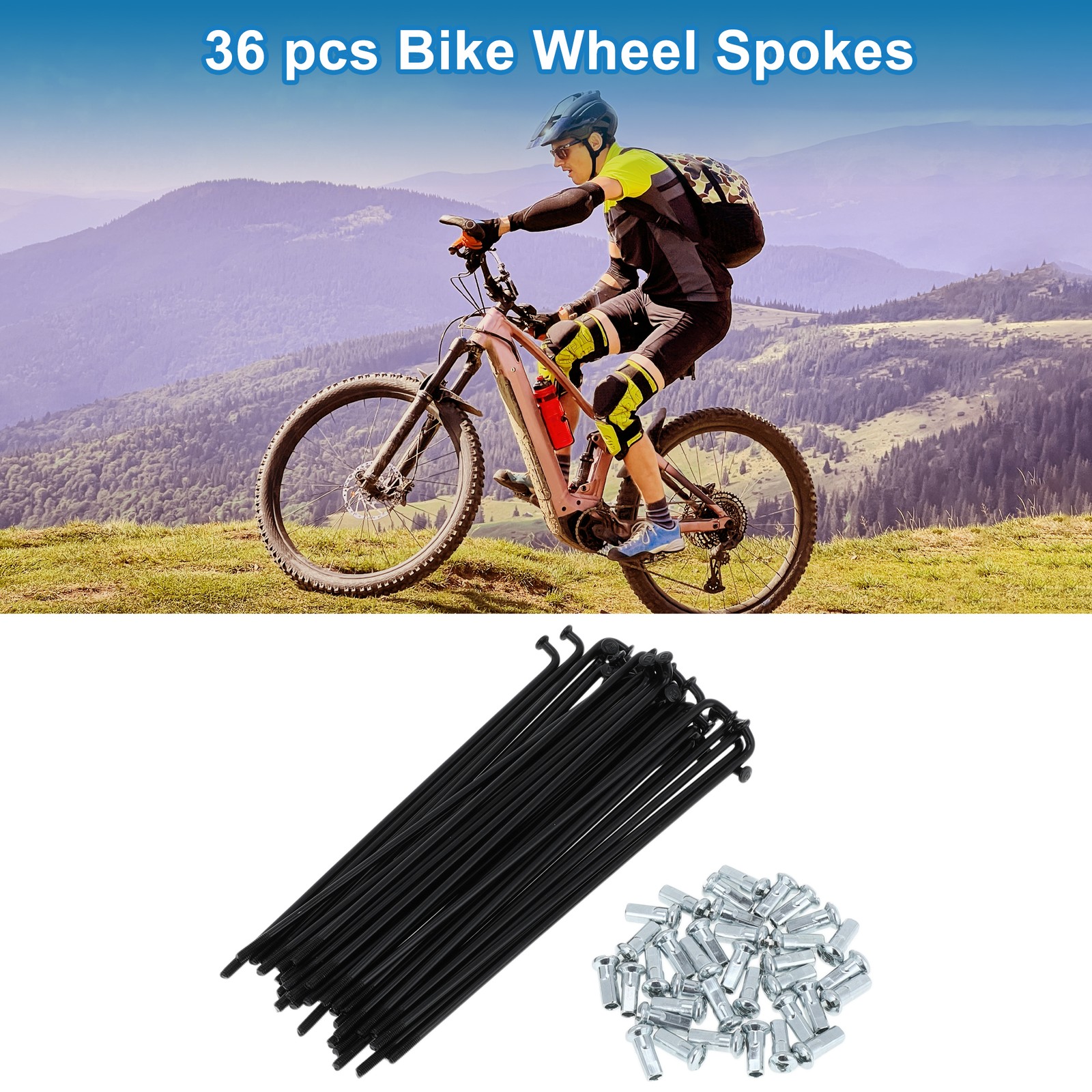 1Set 12G 125mm Length Bicycle Spokes Nipple Carbon Steel Black Universal