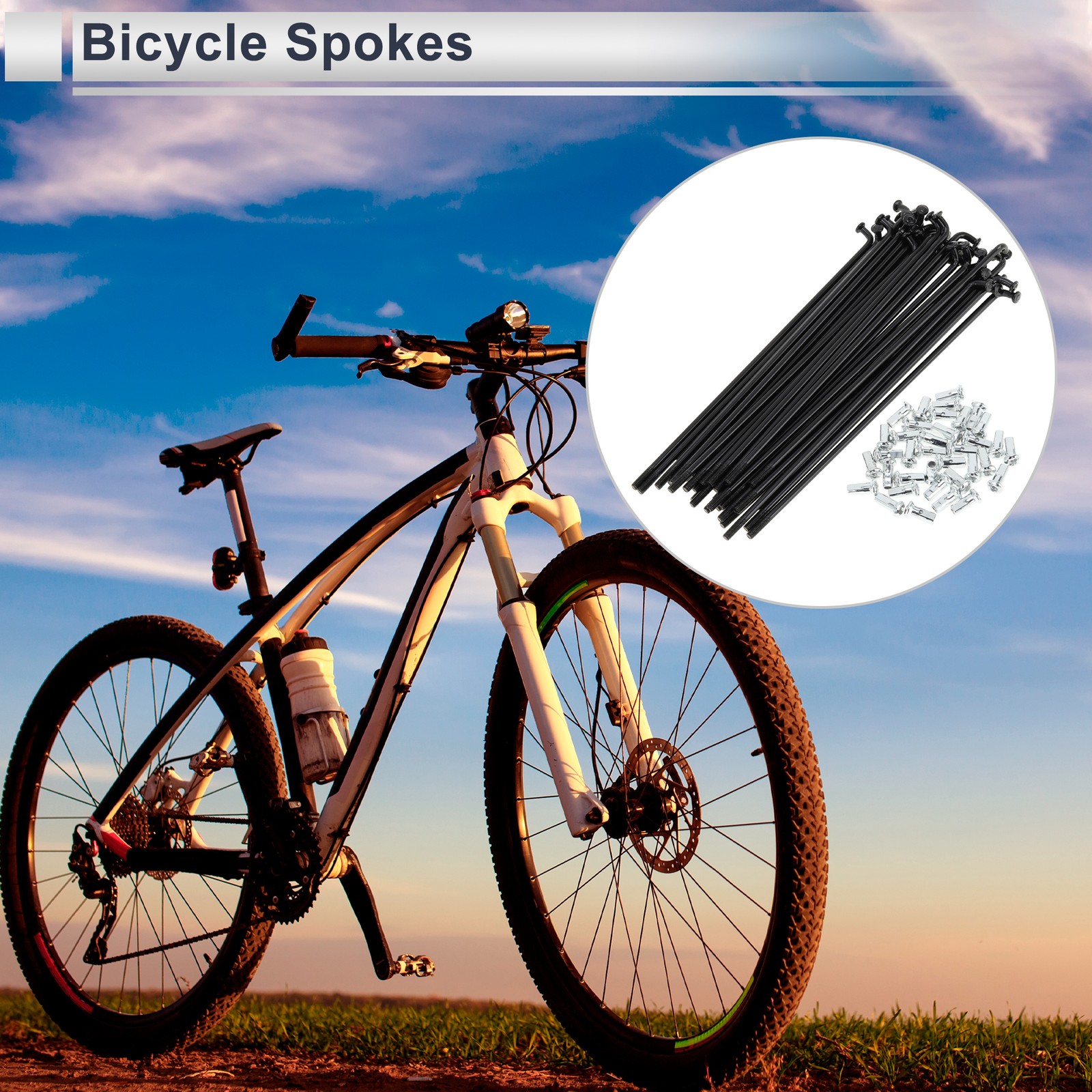 1 Set 12G 130mm Length Bicycle Spokes Nipple Carbon Steel Black Universal