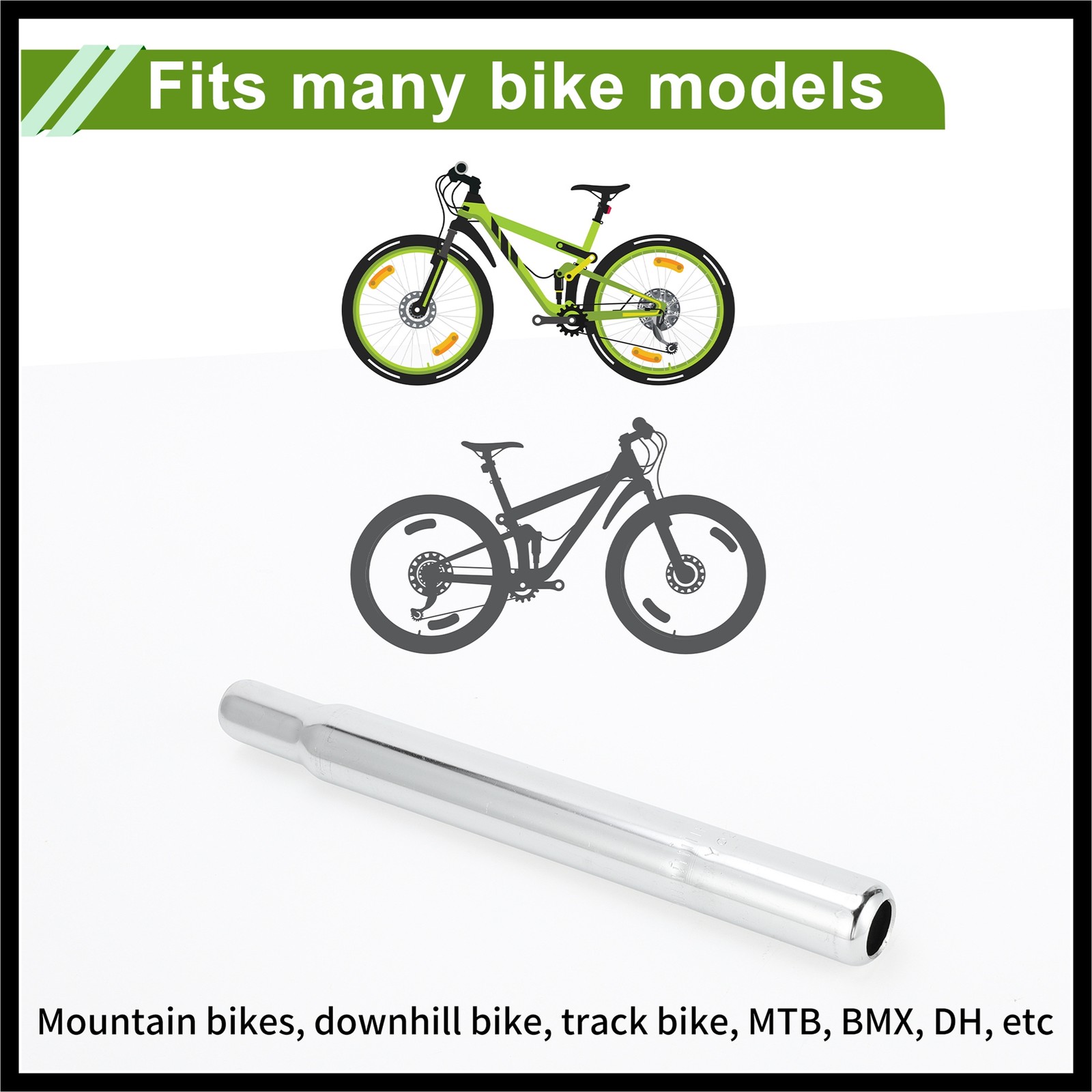 Bike Seat Posts 27.2x250mm Durable Saddle Post Seat Tube Steel