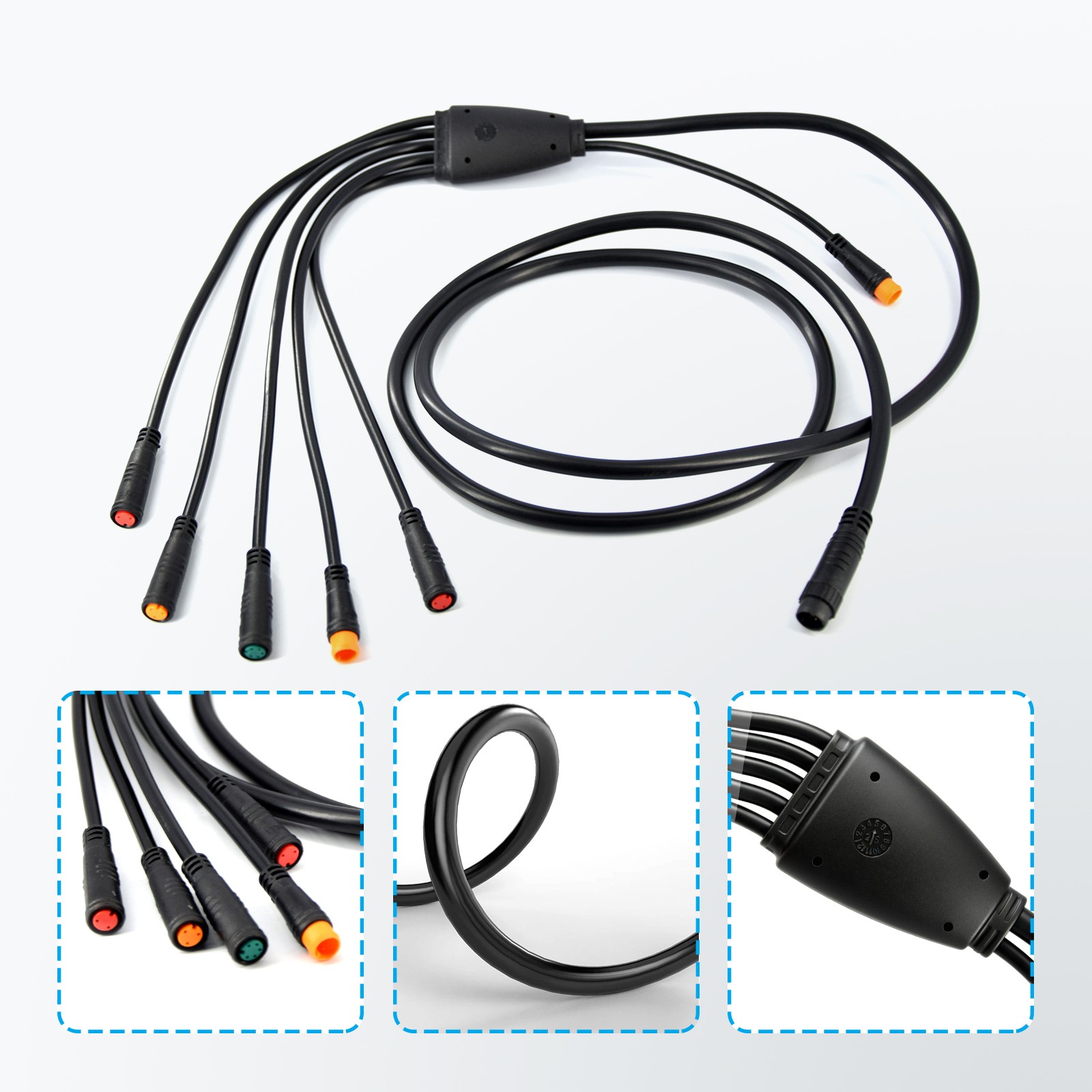 2T5 Waterproof Main Cable for E-bike Throttle Display Brake Controller Connector