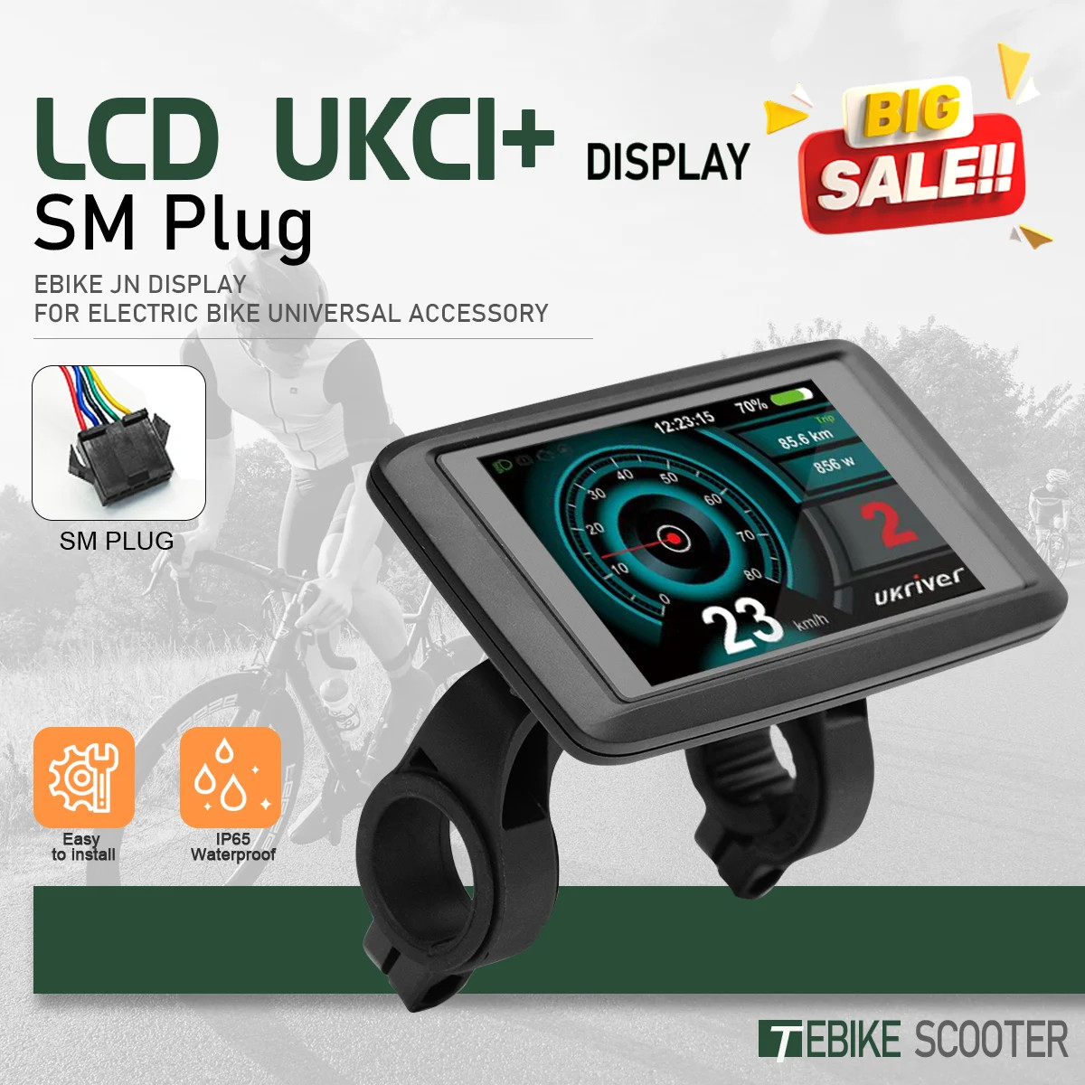 Electric Bicycle Display 24V 36V 48V 52V 60V 72V SM/Waterproof Plug Display