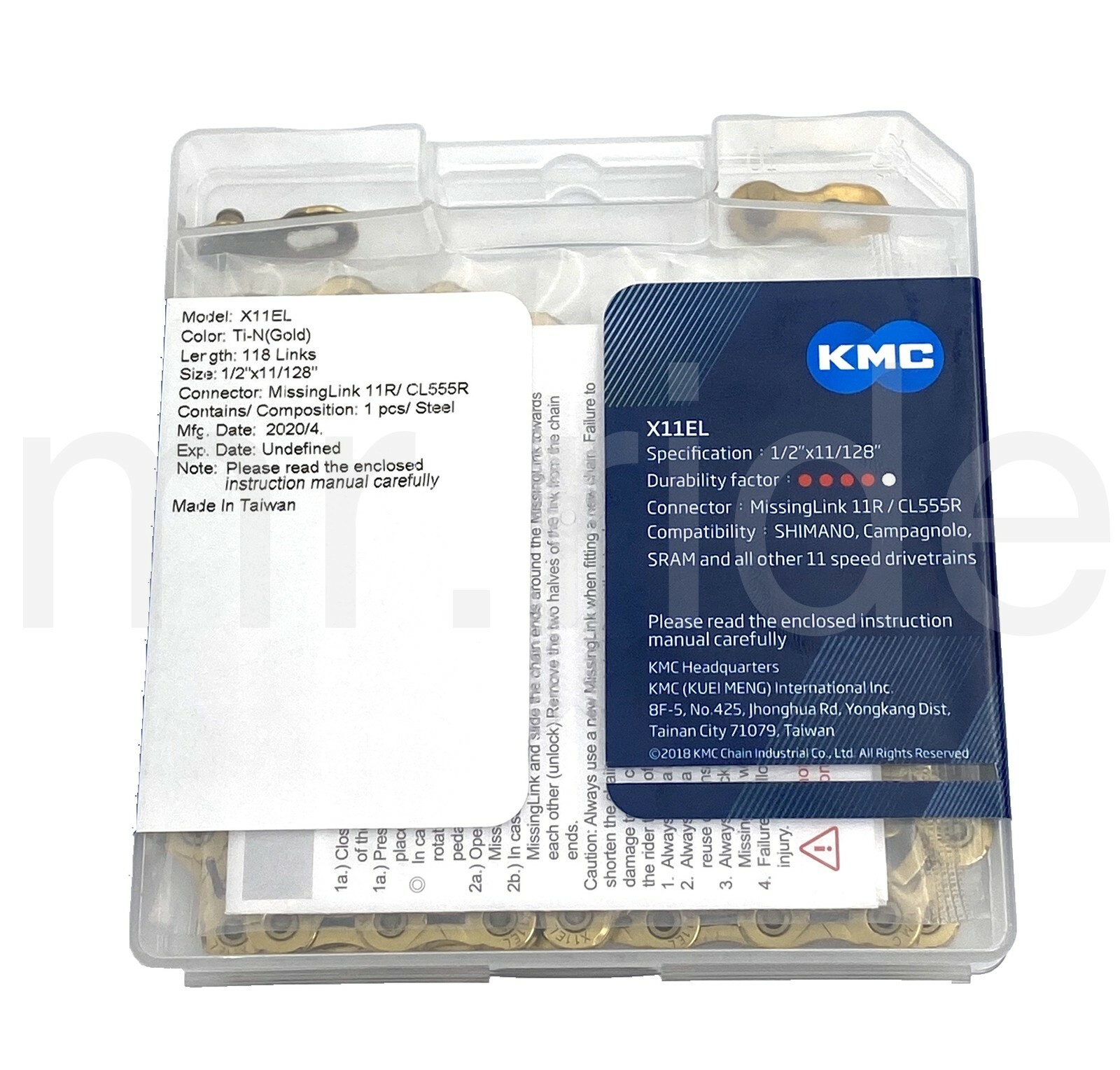 New KMC X11EL Bike Chain Retail Pack 11 Speed for Shimano/SRAM 118 Link Gold