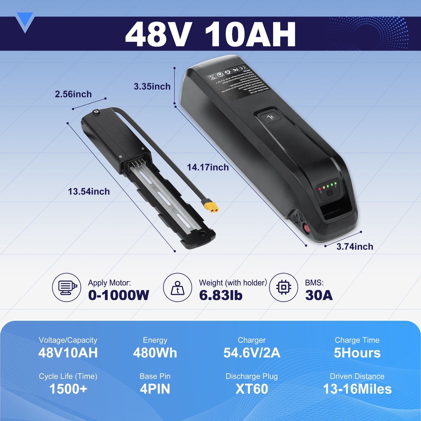 48V eBike Battery 48V 20AH/15AH/10AH Battery For Electric Bicycle 0-1800W Motors