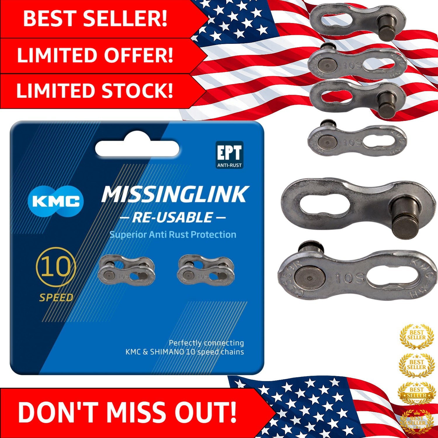 Robust Dark Silver 10-Speed MissingLink Pairs – Reliable Bike Chain Solution