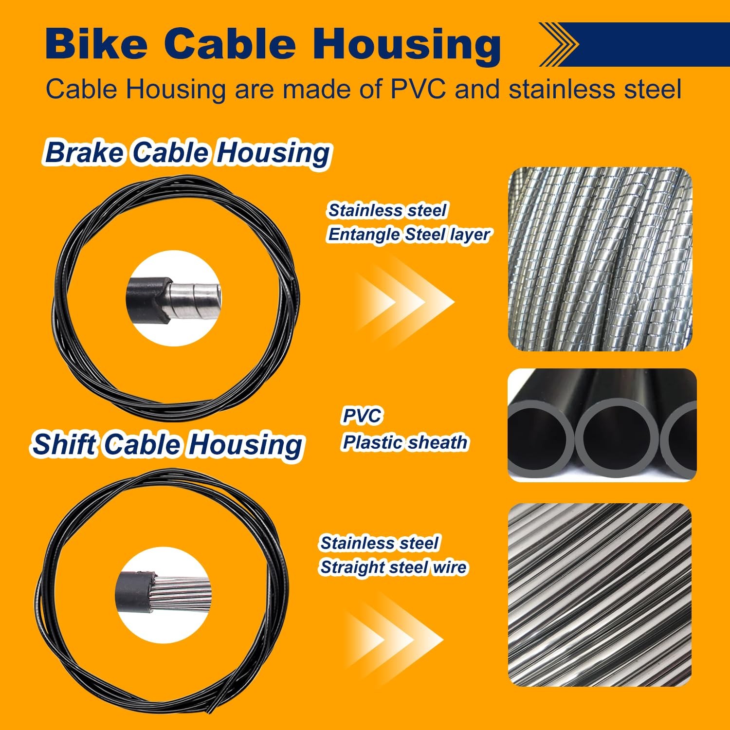 weideer Bicycle Brake Cable Shift Cable Bike Cable Housing Kit Bike Brake Cable