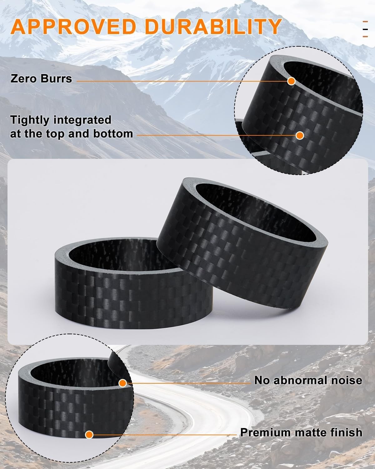 8PCS Carbon Fiber Headset Spacers Matte Finish Lightweight and Precision Fits