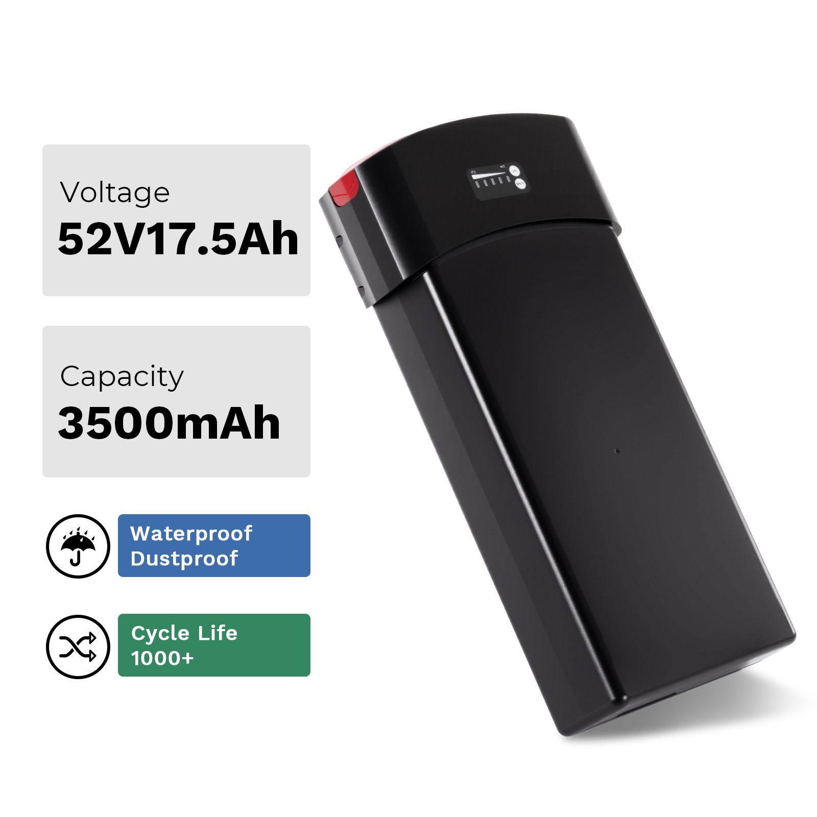 Pedego Spare Battery 52V 17.5Ah for Interceptor Boomerang Latch V2 City Commuter