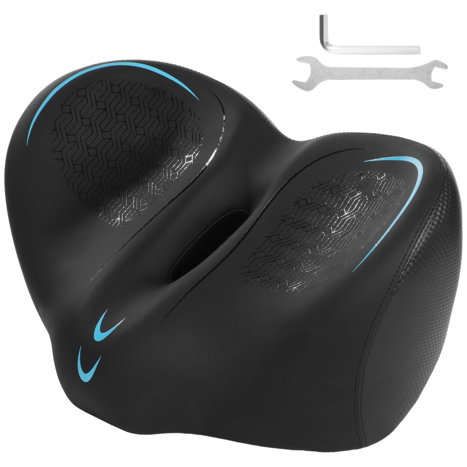 Noseless Oversized Bike Seat – Extra Wide Bicycle Seat Cushion, 13.4 x 9.8 in…