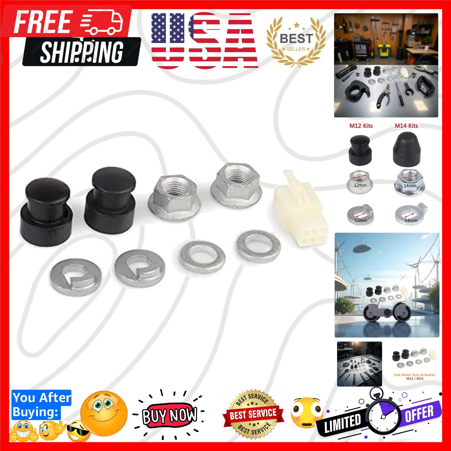 1 Set E-Bike Hub Motor Axle E-Bike Electric Bicycle Hub Motor Axle M12 Front …