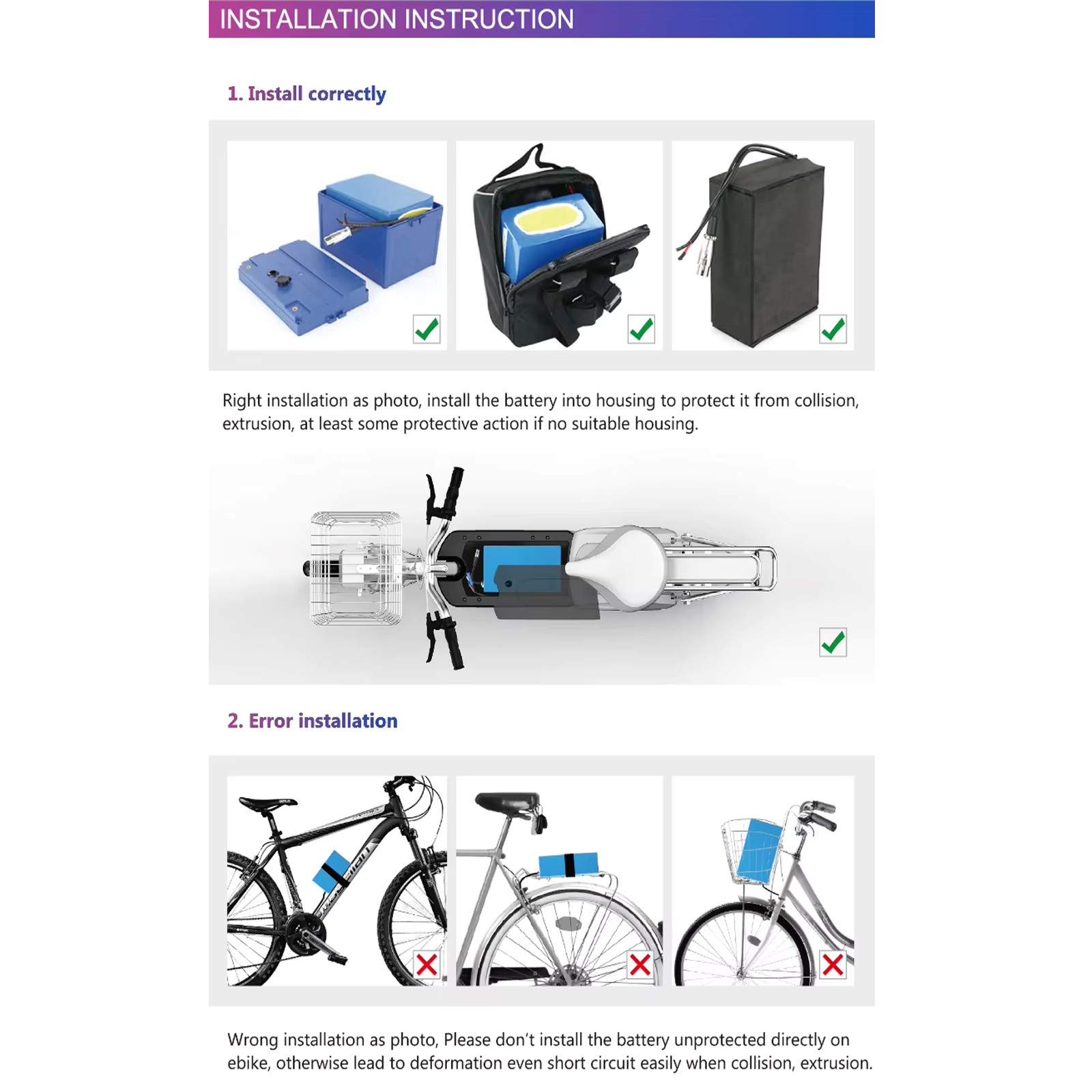 Electric Scooter Battery 36V 20AH E-Bike Lithium Li-ion Battery Replacement Pack