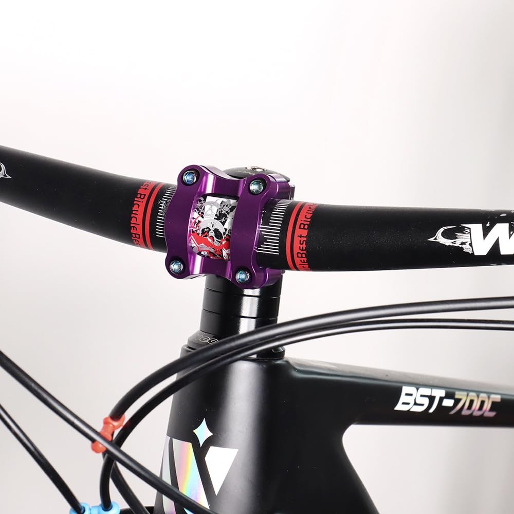 Short Stem Aluminum Alloy Mountain Bike Handlebar Riser Lightweight Purple