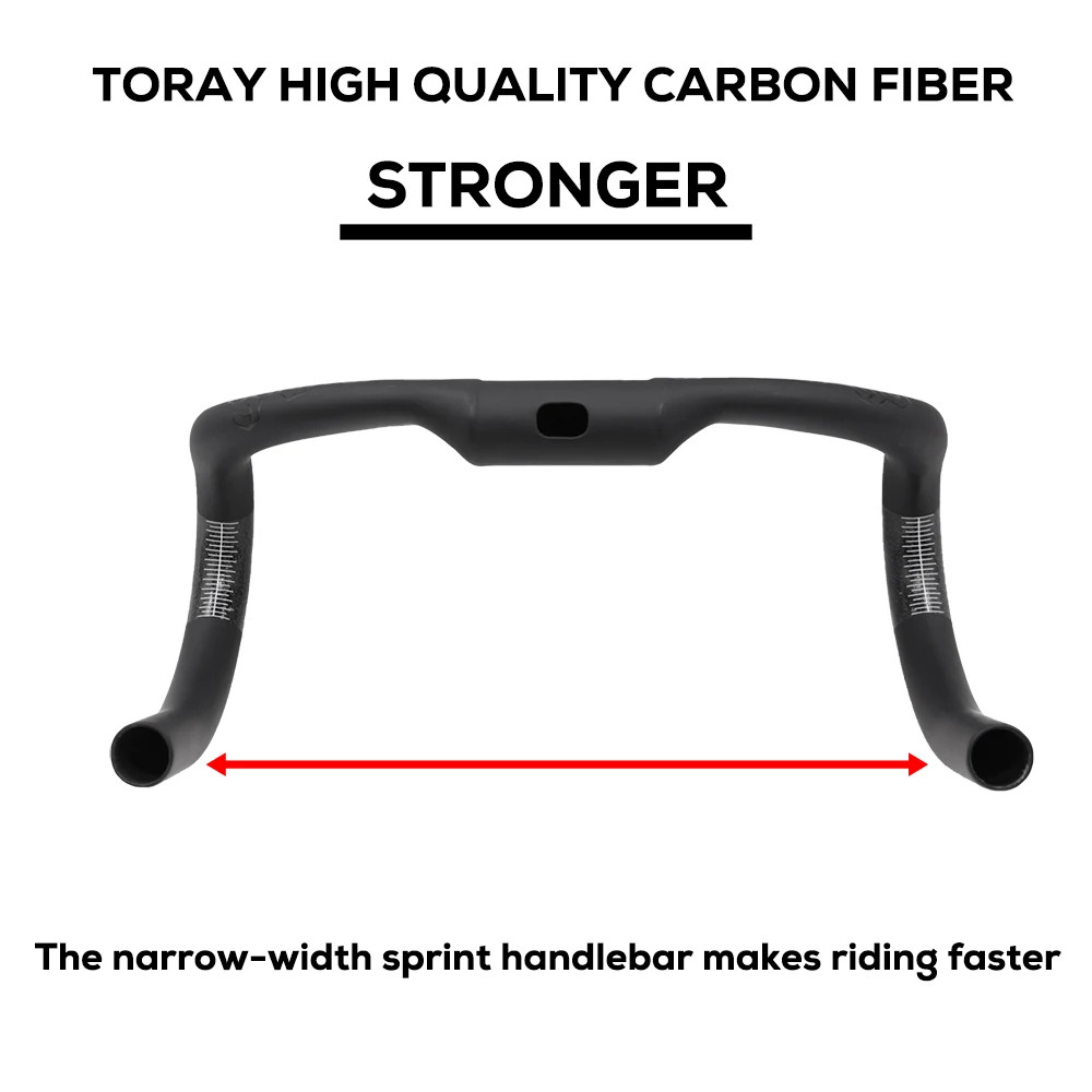 Road Bicycle Carbon Cockpit Handlebar Matt Black Internal Wiring 300mm-360mm