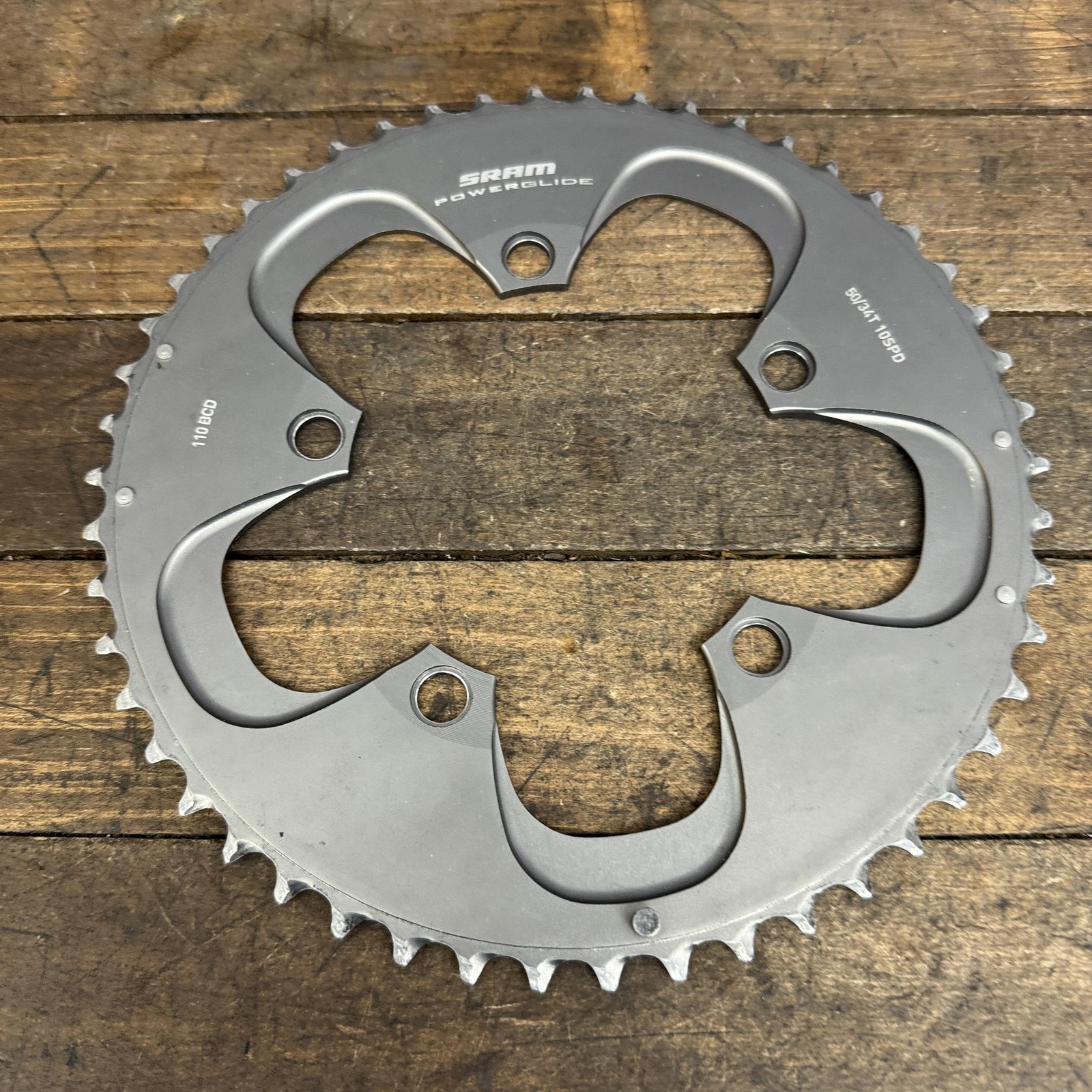 SRAM PowerGlide 50T Chainring 110 BCD 5-Arm Gray 10 Speed Road Bike 10s