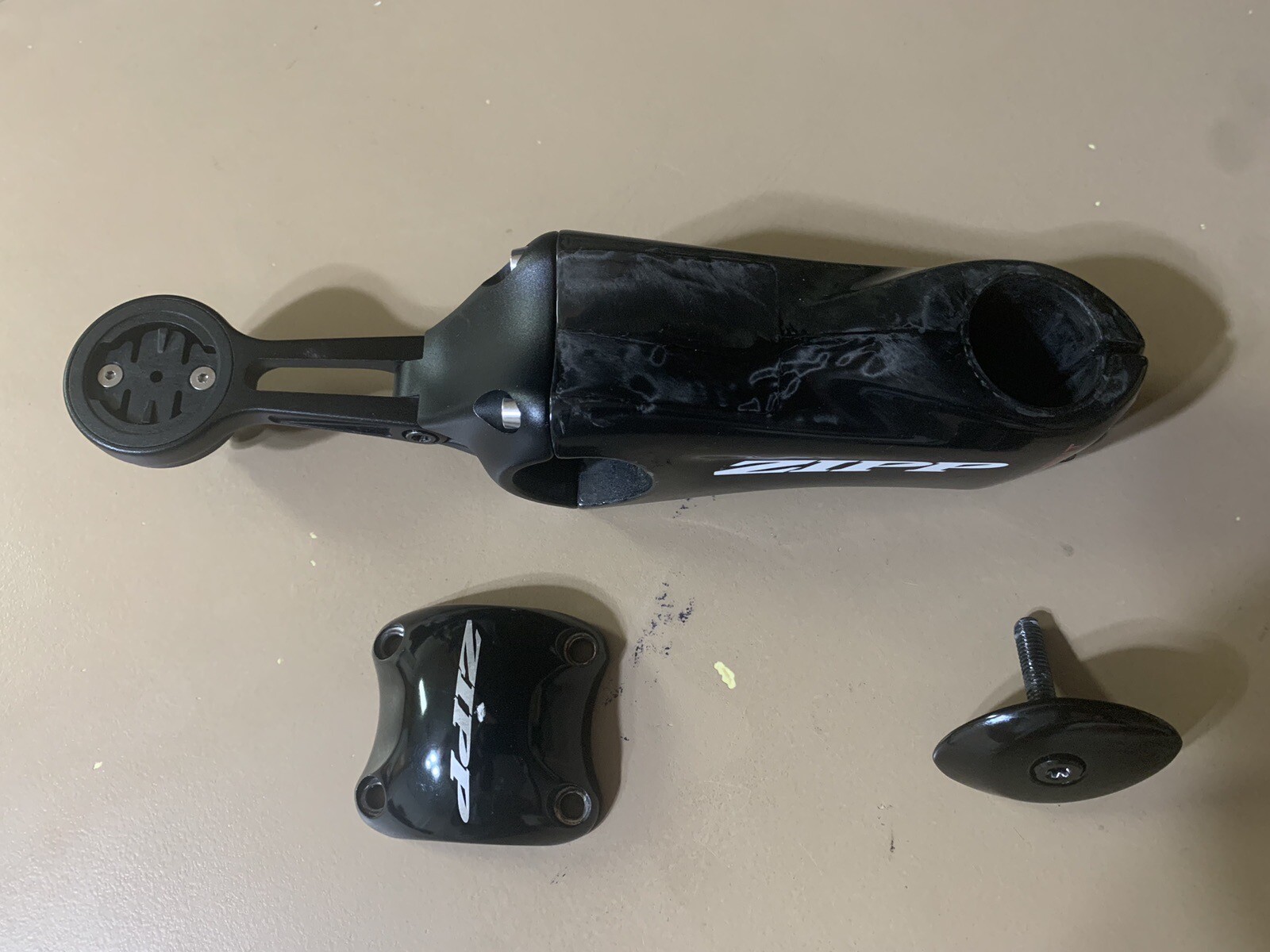 Zipp SL Sprint 90mm ± 12 Degree ; with Stem Cap + Garmin Computer Mount; LikeNEW