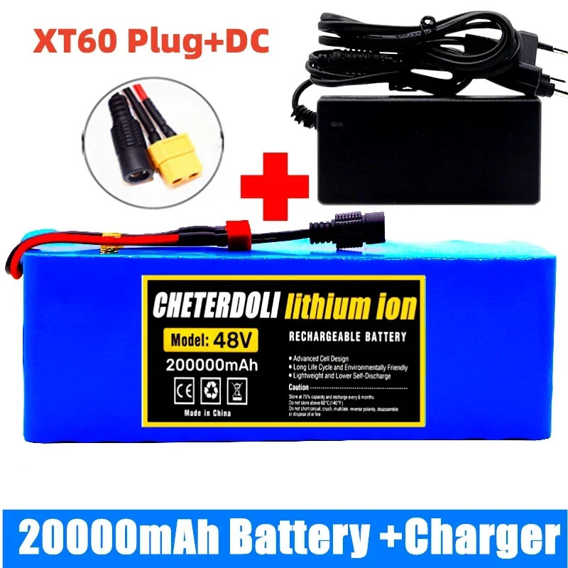 Battery 48v 20Ah 18650 Lithium Ion Battery Pack 13S3P 1000w and 54.6V 2A Charger