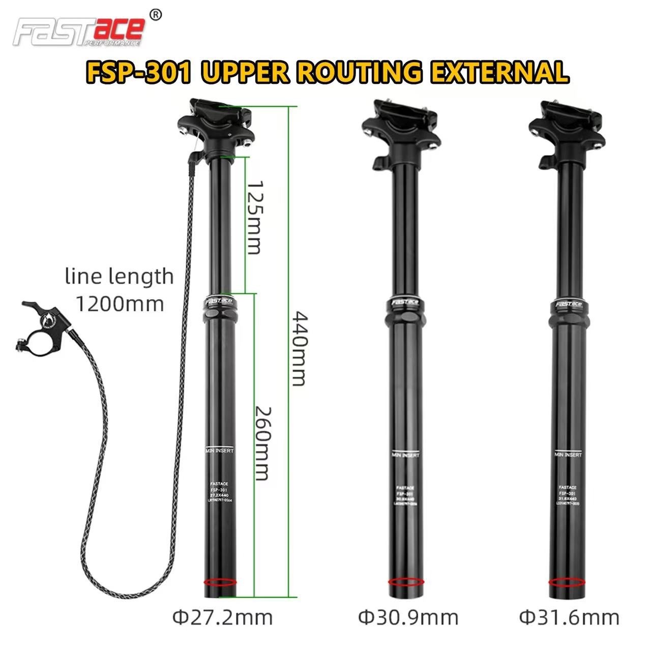 Dropper Seatpost MTB 125mm Travel 27.2/30.9/31.6mm Internal External Cable Route