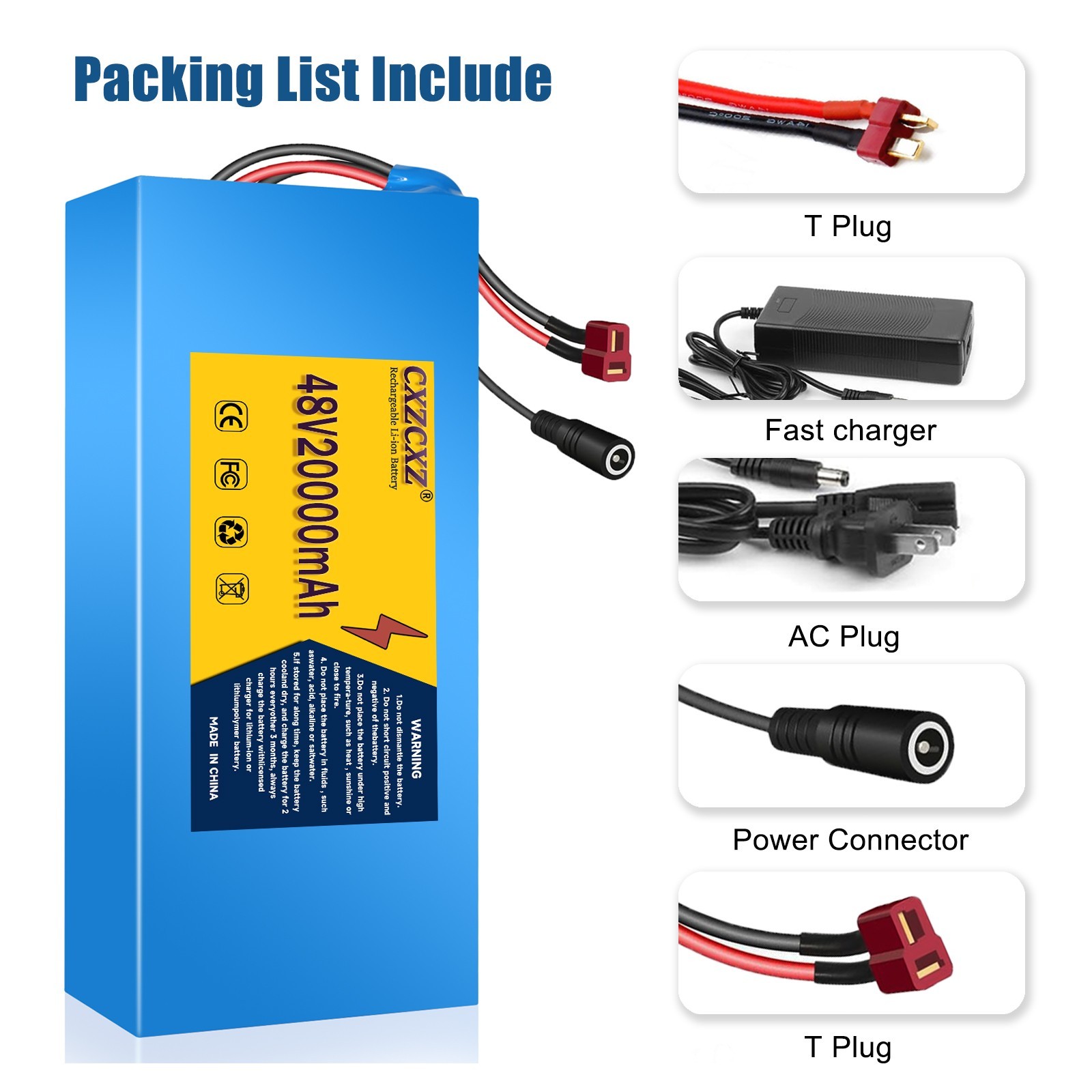 CXZCXZ 48V 20AH Electric Bicycles Li-ion Battery for 200W-1500W EBike Scooter