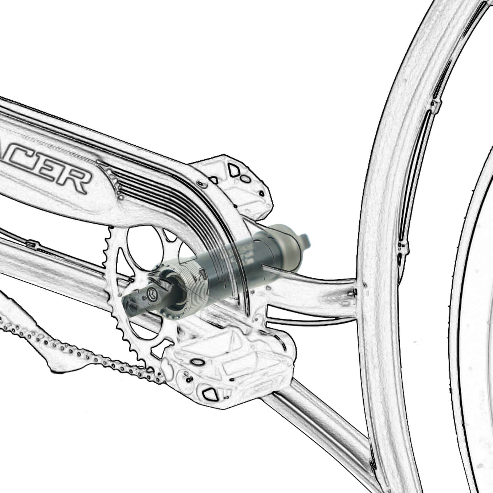 NECO 1.37″ x24T Fat Bike Bottom Bracket Shell width 120mm axle length 179.5mm