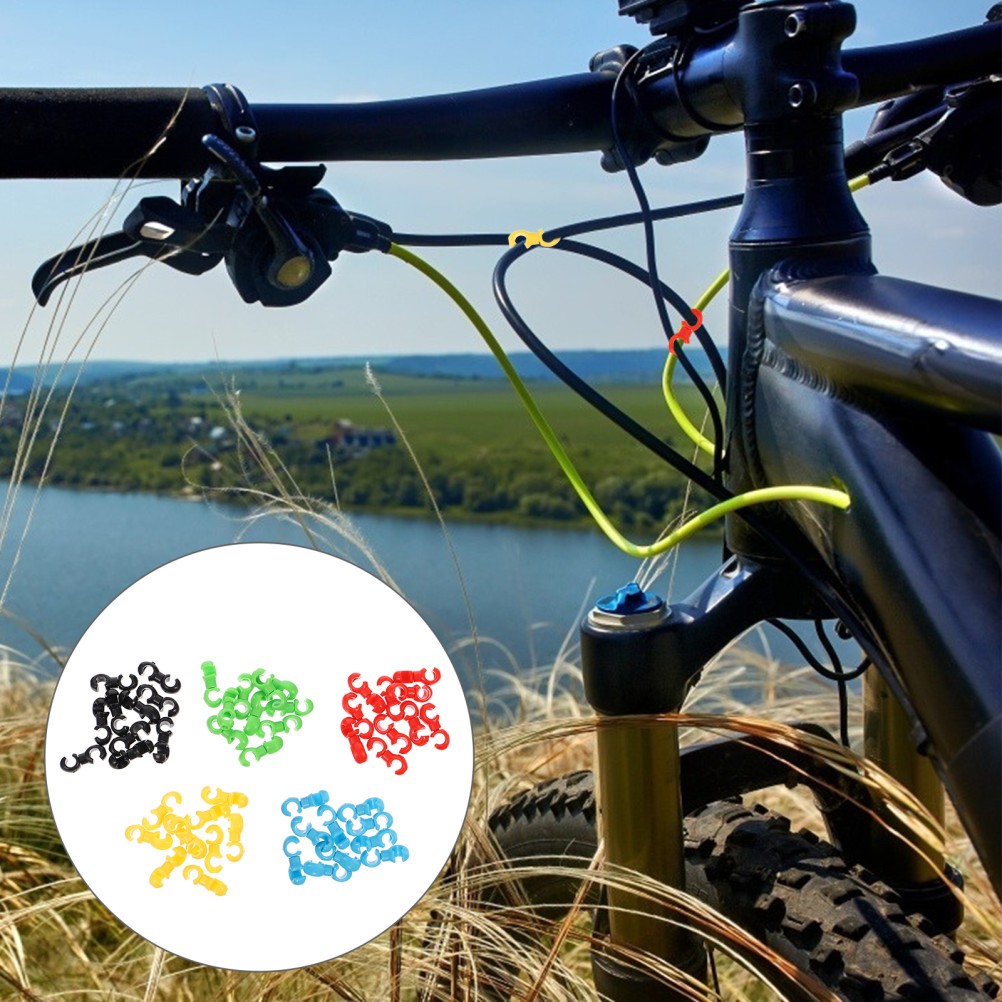 50pcs Wire Clamps Tubing Clips C Shaped Buckle Bike Line Buckle (Mixed Color)