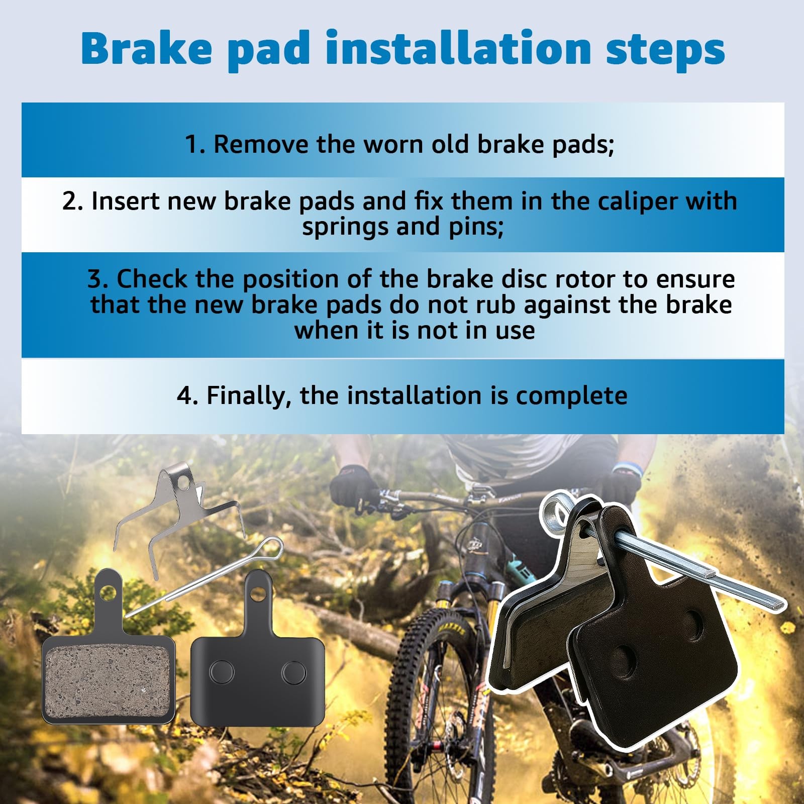 27 Pairs Bike Brake Pads, Bicycle Disc Brake Pads Replacement Ebike Brake Pad…