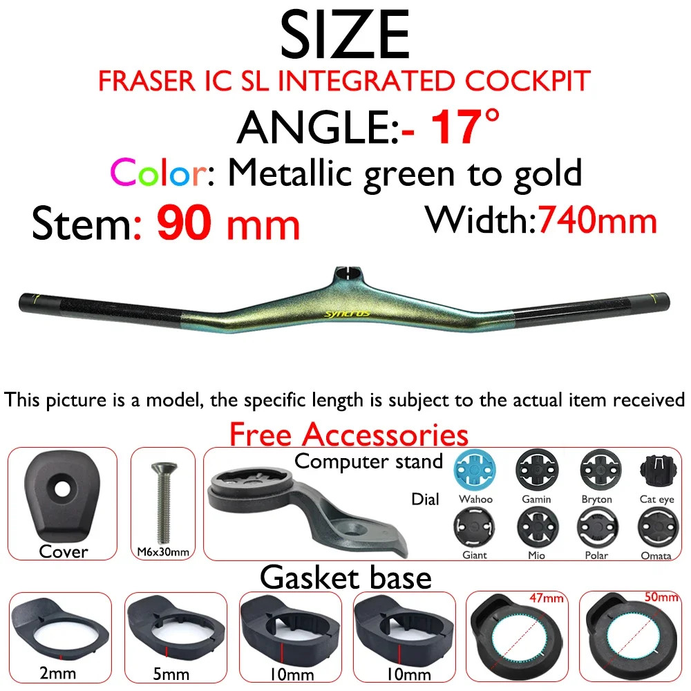 Integrated Cockpit Handlebar 8°/17°/25° with Bike Computer Mount and Stem