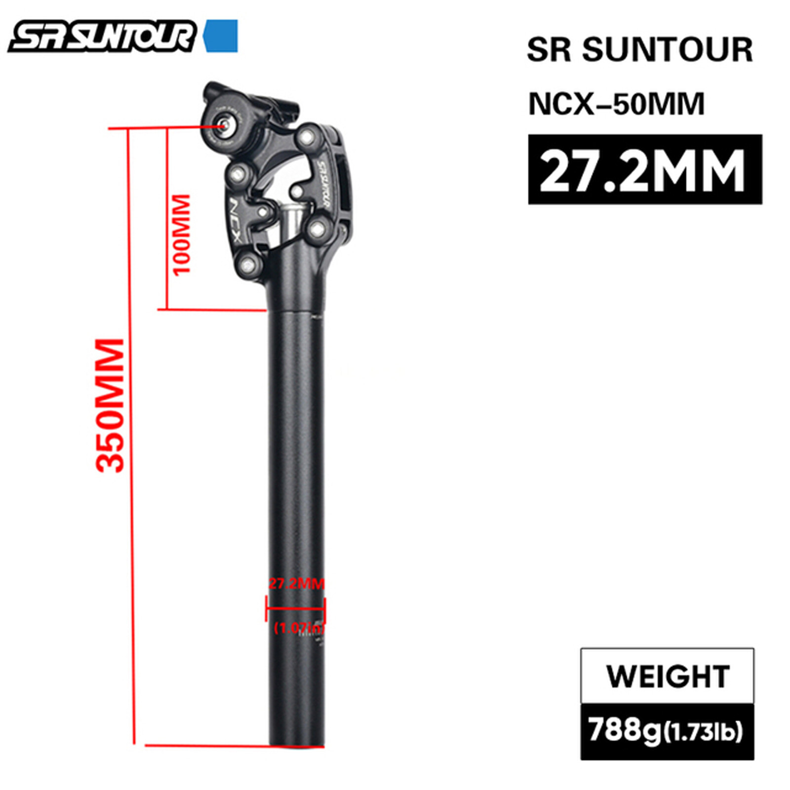 SR SUNTOUR SP12 NCX Suspension Seatpost 27.2/28.6/30.4/30.8/31.6 x 350 Shock MTB