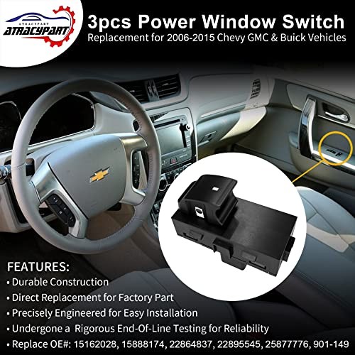 3pcs Power Window Switch Passenger Front Right, Rear Left Passenger Switch 3PCS